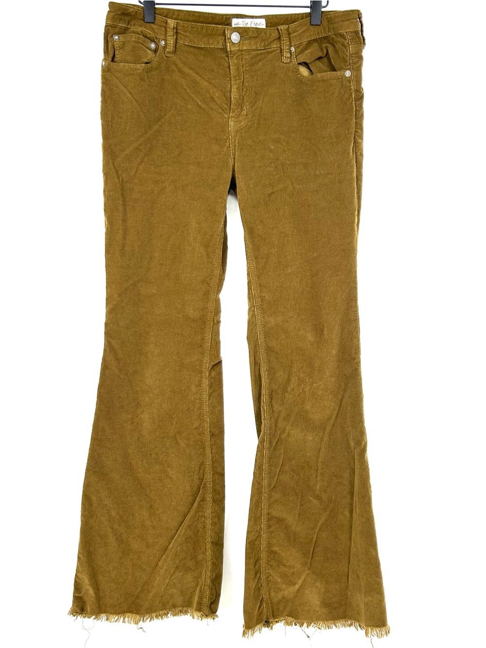 Free People Corduroy Flare Pants Brown Green